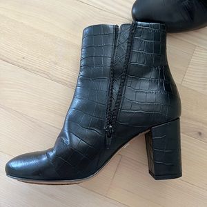Sezane croc embossed short boots
